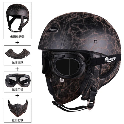 BRAMMO Skull Cap Motorcycle Helmet Vintage Half Face Helmet