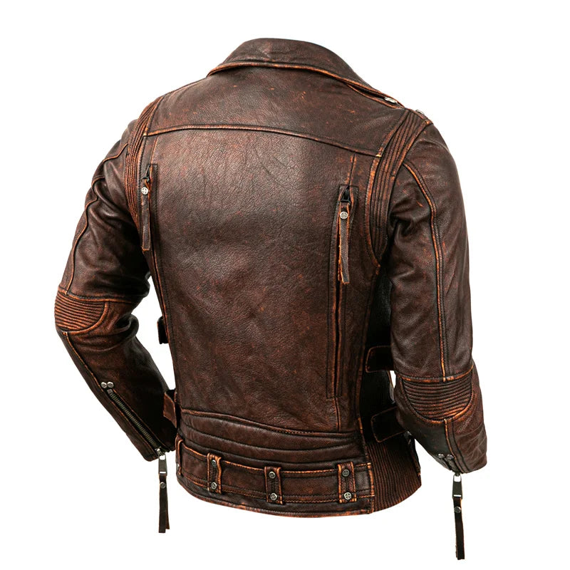 Men's Cowhide Leather Motorcycle Jacket