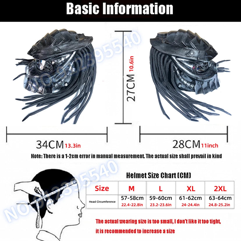 Motorcycle helmet Predator motorcycle electric vehicle helmet sports car DOT helmet with braids full face helmet