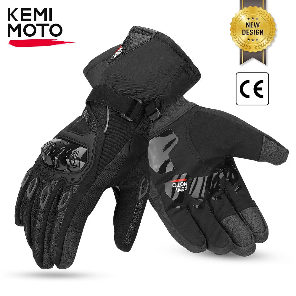 KEMiMOTO Winter Motorcycle Gloves CE Touch Screen Motorcross Waterproof Windproof Protective Gloves Men Guantes Moto Luvas