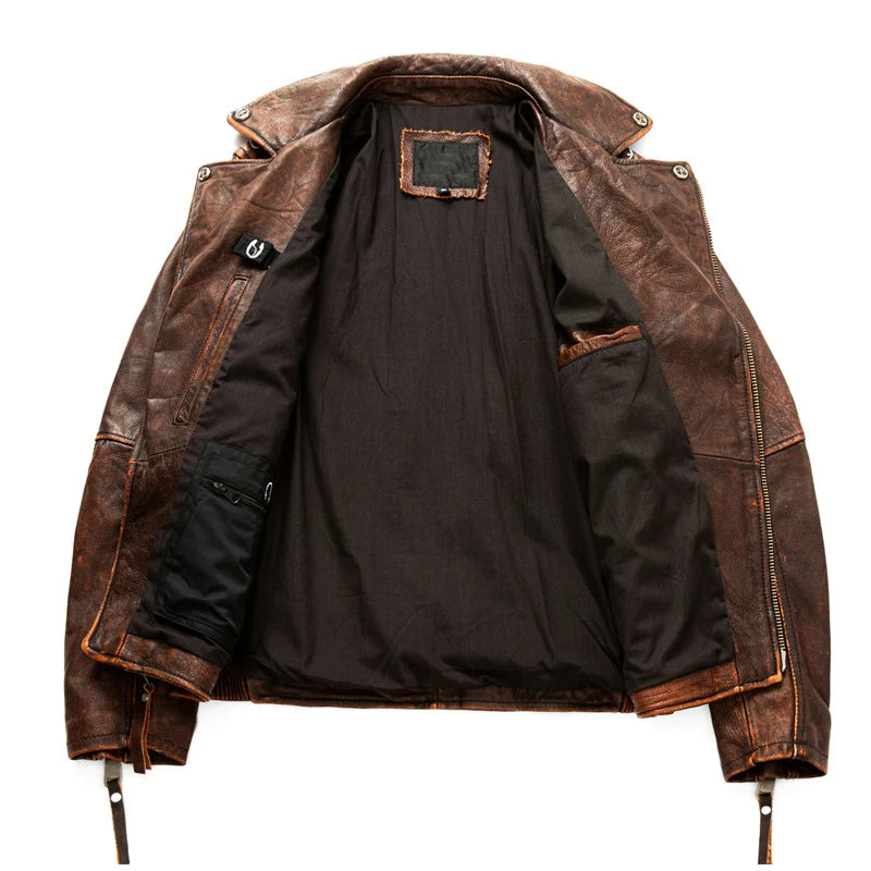 Men's Cowhide Leather Motorcycle Jacket