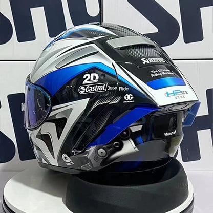 Full Face Motorcycle Helmet X14 White Blue HP4