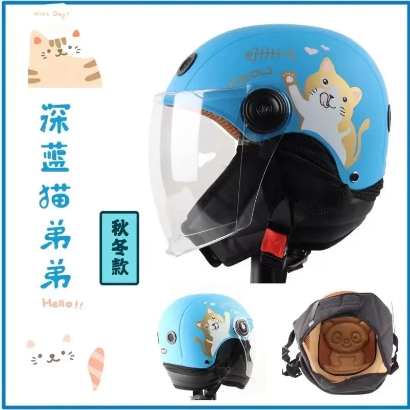 Children's Motorcycle Helmet Cartoon Safety Motorbike Helmets for Kids 4~12 Years Old