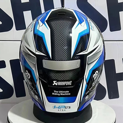 Full Face Motorcycle Helmet X14 White Blue HP4