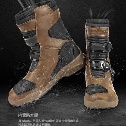 Waterproof Biker Studded Boot Anti-slip Motorcycle Boots Wear-resistant Motorcycle Protection Equipment Anti-fall Motocross Boot