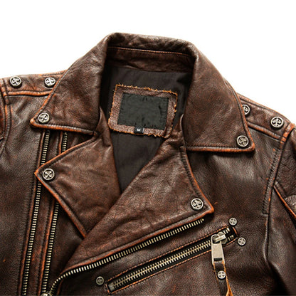 Men's Cowhide Leather Motorcycle Jacket