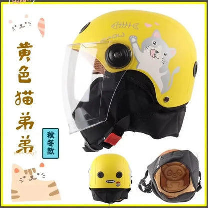 Children's Motorcycle Helmet Cartoon Safety Motorbike Helmets for Kids 4~12 Years Old