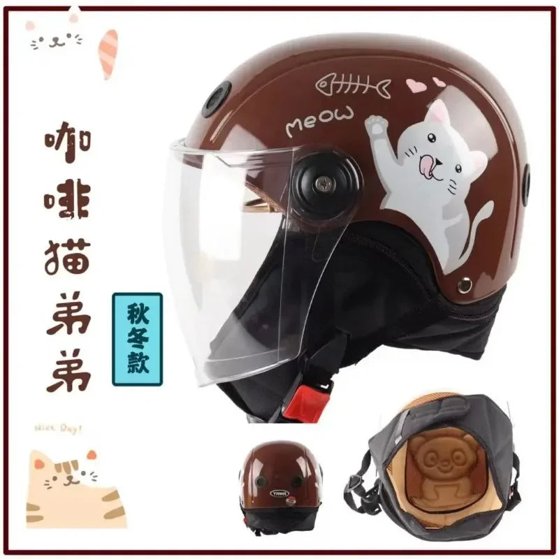 Children's Motorcycle Helmet Cartoon Safety Motorbike Helmets for Kids 4~12 Years Old