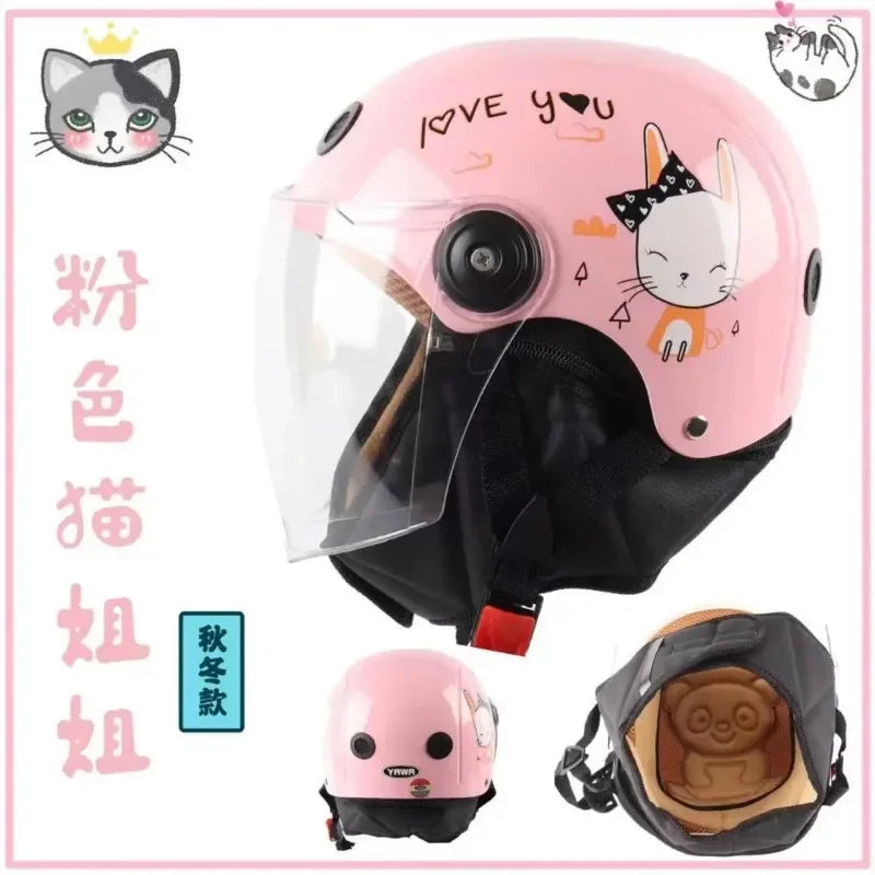 Children's Motorcycle Helmet Cartoon Safety Motorbike Helmets for Kids 4~12 Years Old