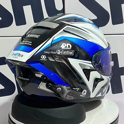 Full Face Motorcycle Helmet X14 White Blue HP4