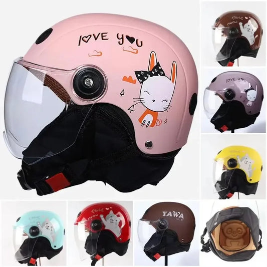 Children's Motorcycle Helmet Cartoon Safety Motorbike Helmets for Kids 4~12 Years Old